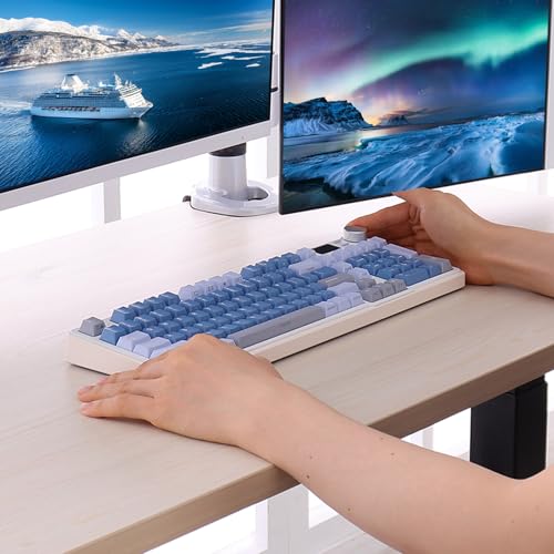 iRocks K85R Wireless RGB Backlit Mechanical Gaming Keyboard with LCD Display, Hot-Swappable Pre-lubed Switches, 98 PBT Keys, USB-C Detachable Cable (Aurora Blue, Silent Bubble Switch)
