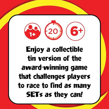 SET Card Games for Kids, Collectors Tin, Matching Game, Learning Games, 6+ | Collectors Tin, Award Winning, Family Game Night, Travel Games, Playing Cards Screen-Free, Memory Game - style: Set