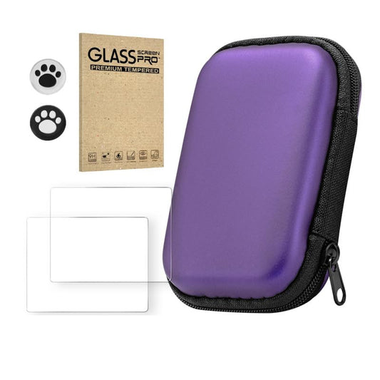 Hard Carrying Case for R36S/R35S/RGB20S with 2PCS Screen Protector + 2PCS Thumb Grip Caps, Shockproof EVA Handheld Game Console Case Portable Travel Storage Bag (Purple) - color: Purple
