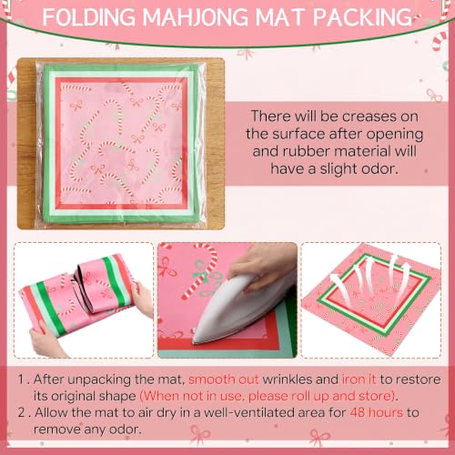 Drydiet Mahjong Mat for Table 31.5 x 31.5 Inch American Mahjong Mat with Carrying Bag, Non-Slip Noise Reduction Table Item for Family Poker Domino Board Game Night & Party Use(Christmas Candy Cane) - style: Christmas Candy Cane