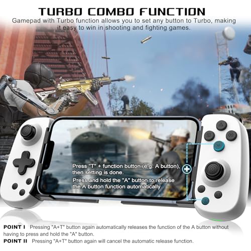 arVin Mobile Game Controller for iPhone/iPad/Android/Samsung/Tablet/PC/Switch/PS3/PS4, Wireless Gamepad Joystick with Turbo/6-axis Gyro/Vibration, Play Xbox Cloud Gaming/PS Remote Play/Steam Link - color: White, size: Standard Version(D6)