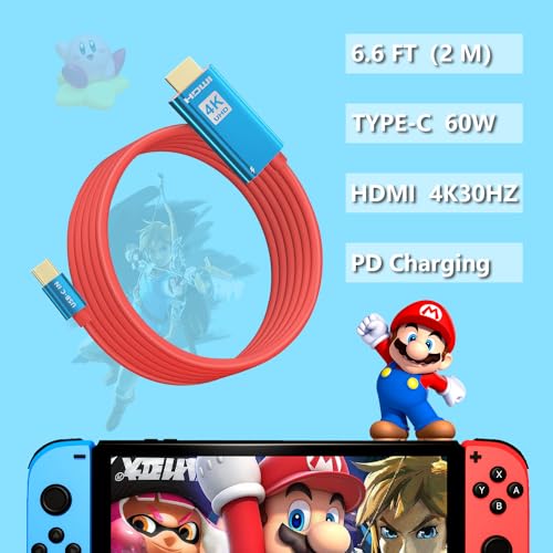 Switch Dock for Nintendo Switch & OLED, USB C to HDMI Adapter Charger Cable, 2M/6.6FT Portable Projector Screen 4K Docking Station Laptop/iPhone 15/Samsung/Steam Deck Console TV Dock Accessories Gift - size: 1 Pack