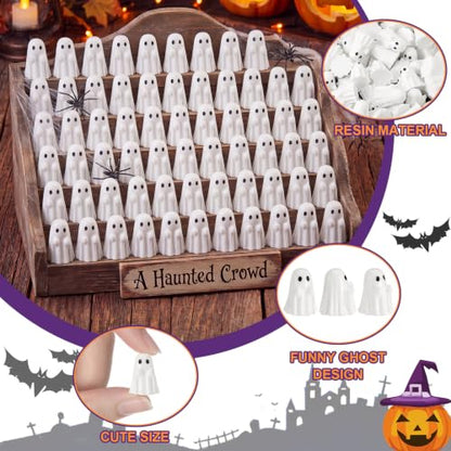 Weysat 100 Pcs Mini Halloween Ghost Figurines Miniature Resin Spooky Cute Finger Ghost Tiny Halloween Miniatures for Spooky Tiered Tray Decor Vase Filler Home Tabletop Shelf Centerpieces Party Favors - style: Ghost