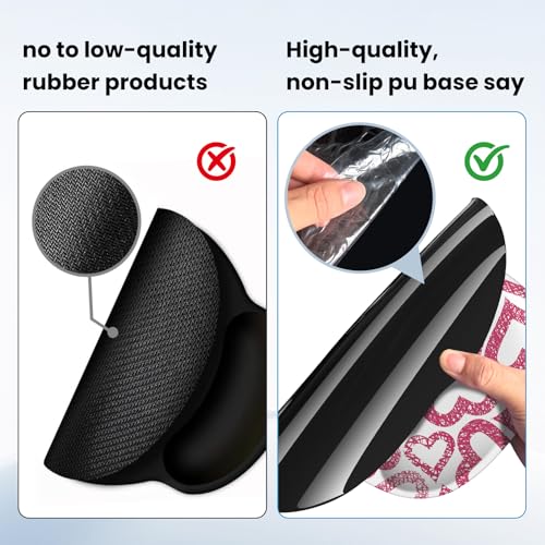 Mouse pad with Wrist Rest,Relieving Pain Memory Foam Computer pad, Ergonomic Desktop Mouse, Silicone Material Mouse pad, with Non-Slip PU Base (Love) - color: Love