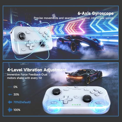 AceGamer Wireless Pocket Controller for Nintendo Switch/Switch 2/Android/iOS/PC/Steam Deck/Phone,1000Hz Polling Rate, Bluetooth Controller with Lift-and-Lock Joysticks/6-Axis Gyroscope/Turbo, White - color: White, size: Small