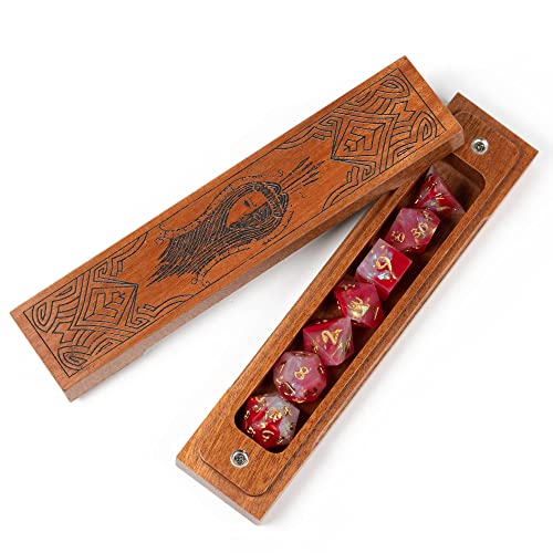 Wooden DND Dice Box, Dice Holder Case with Felt Lined Magnetic Lid for D&D Tabletop Game - Acacia (Hela-Black) - color: Hela-Black