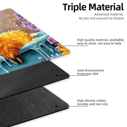 for MTG Playmat TCG Card Game Mat with Stitched Edges,Board Game Mats Non-Slip Waterproof Rubber Base 24 x 14 inch for CCG RPG DTCG Trading Card,Cute Cow Bathing - color: Cute Cow Bathing