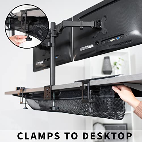 VIVO No Drill Clamp-on 36 inch Mesh Net Under Desk Cable Management Wire Organizer, Adjustable Home Office Standing Desk Cord Storage Sleeve, Black, DESK-AC36MH - size: 36"