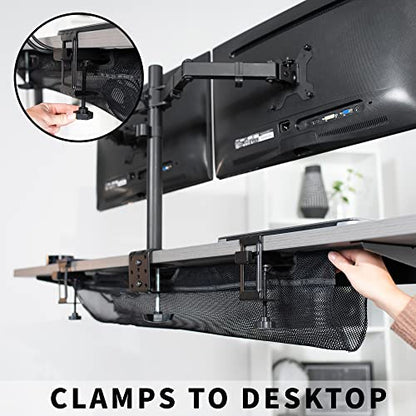 VIVO No Drill Clamp-on 36 inch Mesh Net Under Desk Cable Management Wire Organizer, Adjustable Home Office Standing Desk Cord Storage Sleeve, Black, DESK-AC36MH - size: 36"