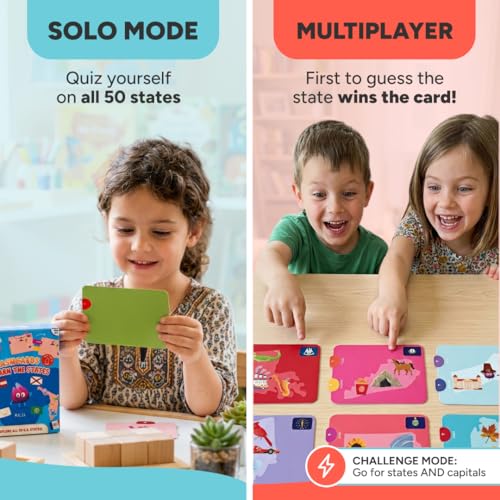 Kidrox Flashcards: Learn the 50 U.S. States – Pull-Tab Geography Game for Kids Ages 6+ | State Maps, Flags & Capitals | Includes U.S. Map Poster - style: Learn The US States