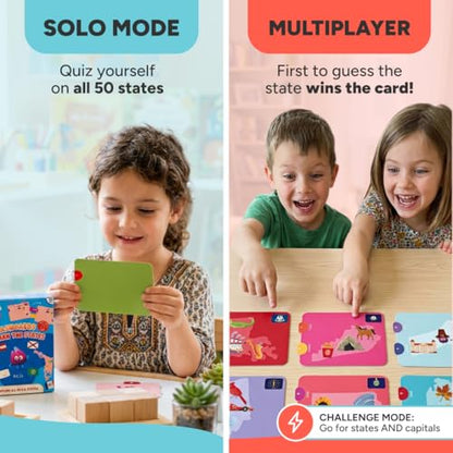 Kidrox Flashcards: Learn the 50 U.S. States – Pull-Tab Geography Game for Kids Ages 6+ | State Maps, Flags & Capitals | Includes U.S. Map Poster - style: Learn The US States