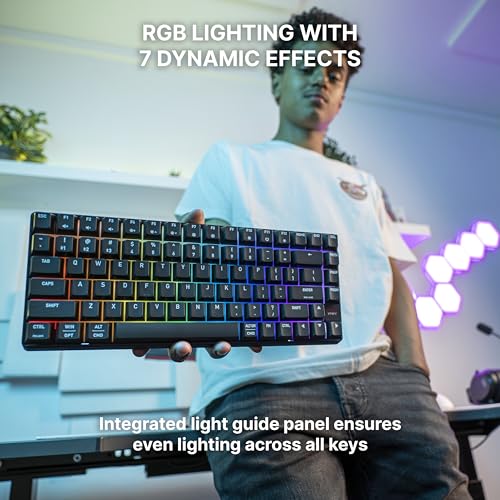 K33 Compact Wireless, 75% Mem-chanical Gaming Keyboard, Multi Device, Bluetooth, 2.4 GHz & Wired Mode, RGB-Lighting, IP54 Dust & Splash-Resistant (Black) - color: Black