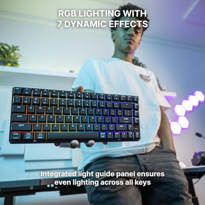 K33 Compact Wireless, 75% Mem-chanical Gaming Keyboard, Multi Device, Bluetooth, 2.4 GHz & Wired Mode, RGB-Lighting, IP54 Dust & Splash-Resistant (Black) - color: Black