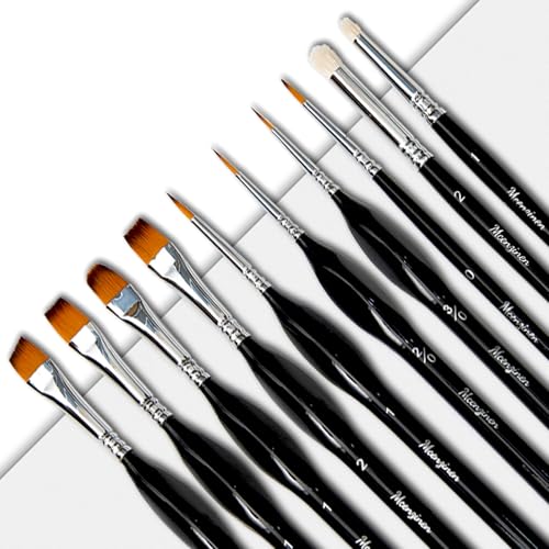 Detail Paint Brushes Set 10pcs Miniature Brushes for Fine Detailing, Acrylic,Model, Face, Figurine, Watercolor, Oil, Triangular&Circular Grip, Nylon Bristles - color: 10pcs Black Combo Set