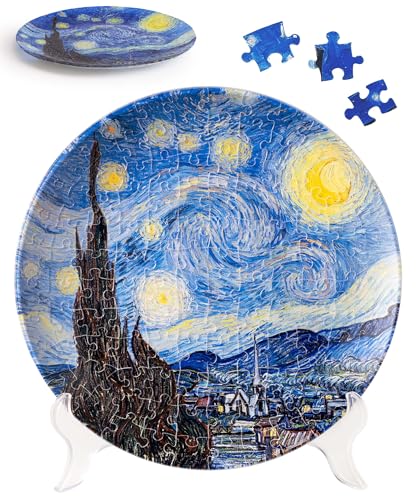 PieceRelax 3D Puzzle Plate 124 Pieces - Van Gogh - The Starry Night – Jigsaw Puzzle for Adults, Decorative Plate with Durable Plastic Pieces, Ideal Gift for Home or Office Décor [PL1002] - color: Van Gogh - the Starry Night