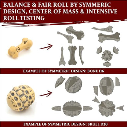 D4 Dice Set - Set of Six 4 Sided Dice - Skull & Bone Themed RPG Dice. Cool & Unique Gift and Compatible with Dungeons & Dragons (DND), D&D, Pathfinder, D and D. (Ancient Bone Yellow) - color: Ancient Bone Yellow, style: Six D4