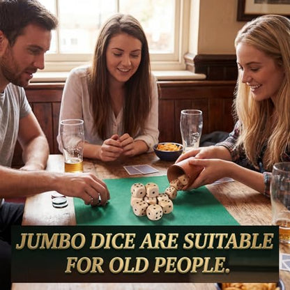 Poen 10 Pcs Wooden Dice Set 30mm 1.18 Inches D6 Large Jumbo 6 Sided Game Dice Bulk with Numbers 1-6 Round for Table Board Games Party Favors (Natural Wood) - color: Natural Wood
