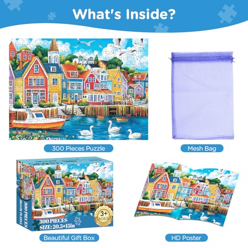 Jigsaw Puzzles 300 Pieces for Adults Sea Seagull 300 Piece Puzzles for Kid | Building Puzzle for Kids Ages 8-10 10-12,Recycled Paper Puzzle 300 Pieces,Home Decors Family Challenge Toys - style: Sea