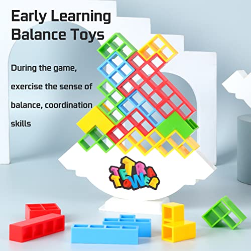 ALKISTA 48 Pcs Tetra Tower Balance Stacking Blocks Game, Board Games for 2 Players+ Family Games, Parties, Travel, Kids & Adults Team Building Blocks Toy