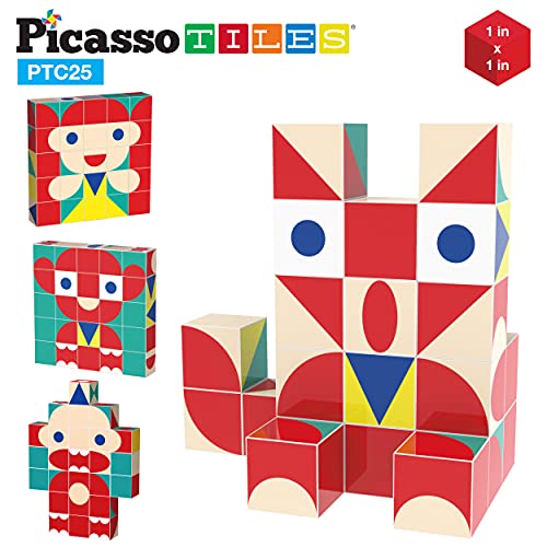 PicassoTiles Infinite Magnetic Puzzle Magic Cube Easy-Connect Brain Teaser Toy Set Magnet Pattern Block Matching Toys Free Ideabook 150+ Inspirations STEM Learning Kids Boys&Girls Age3+ PTC25 - color: 25pc Puzzle Cub