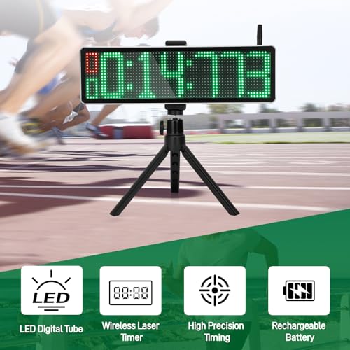 Wireless Laser Timer for Sprints 40 60 Yard Dash Laser Sprint System Track Laser Timer for Stopwatch Lap/Race Clock/Stopwatch/Speed Training/Running/Football LED
