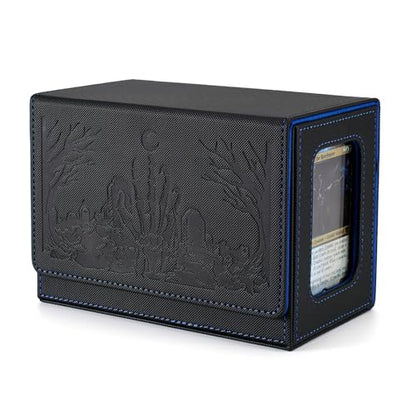Venssu Zombie Themed MTG Commander Deck Box with Dice Tray (Black&Blue) | Holds 200 Single/160 Double-Sleeved Cards, Fit MTG/PTCG/OPTCG Cards, Strong Magnet, With 2 Dividers & 1 Magnetic Card Holder - color: Zombie