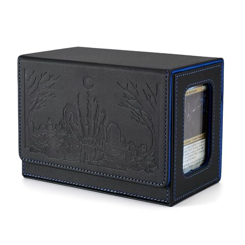 Zombie Themed MTG Commander Deck Box with Dice Tray (Black&Blue) | Holds 200 Single/160 Double-Sleeved Cards, Fit MTG/PTCG/OPTCG Cards, Strong Magnet, With 2 Dividers & 1 Magnetic Card Holder - color: Zombie