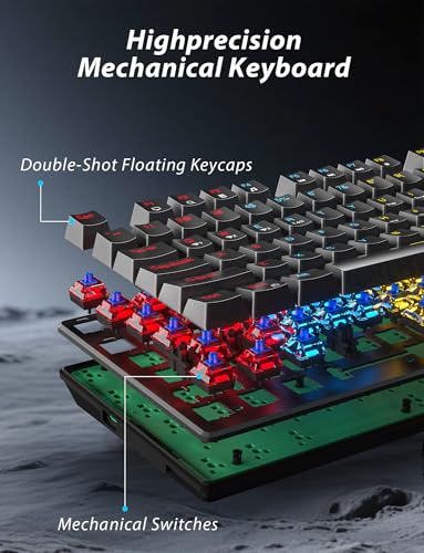 Wireless Mechanical Keyboard and Mouse Combo, 98-Key Gaming Keyboard with RGB Backlit, Tri-Mode BT5.0/2.4G/USB-C, 4000mAh Battery, 3200 DPI Gaming Mouse with Mouse Pad for PC, Laptop, Tablet - color: Black