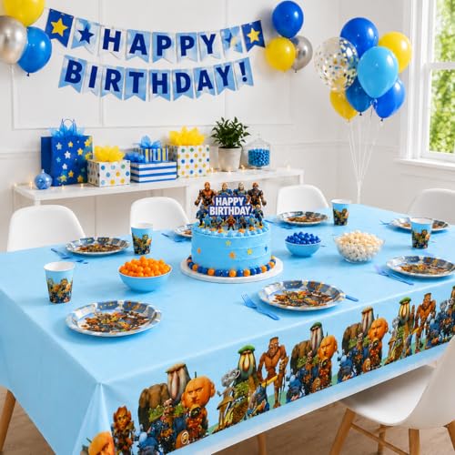IndoTribe 2 Pcs Plastic Italian Brainrot Table Cloth Disposable 108x108cm Italian Brainrot Birthday Decorations Water Resistant Cappuccina Tablecloth Animal Theme Table Cover Brain Rot Party - color: Red and Blue