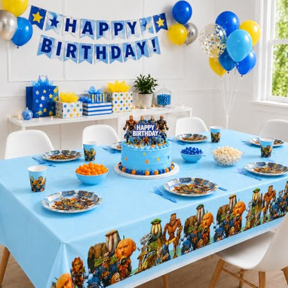 IndoTribe 2 Pcs Plastic Italian Brainrot Table Cloth Disposable 108x108cm Italian Brainrot Birthday Decorations Water Resistant Cappuccina Tablecloth Animal Theme Table Cover Brain Rot Party - color: Red and Blue