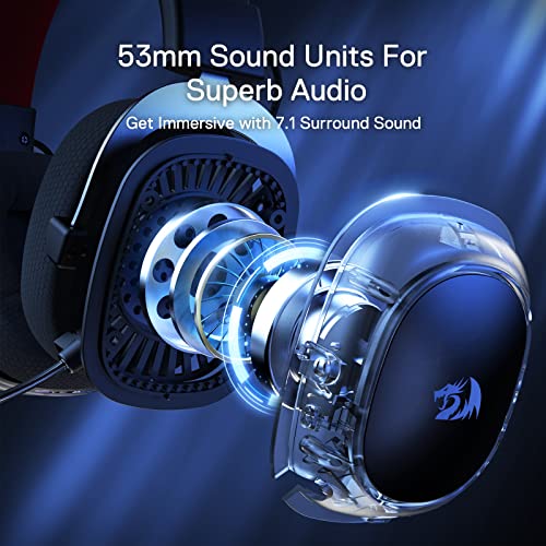 Redragon H510 PRO 3-Mode RGB Gaming Headset - 7.1 Surround Sound - 53MM Audio Drivers in Memory Foam Ear Pads w/Durable Fabric Cover- Multi Platforms Headphone - USB Powered for PC/PS4/NS - color: Black Wireless H510 PRO