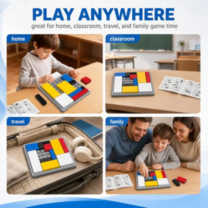 Logic Puzzle Brain Teaser Game for Kids and Adults, 88 Challenges with 4 Difficulty Levels, Portable Brain Training Logic Puzzle Game for Thinking Fun and Travel, Learning