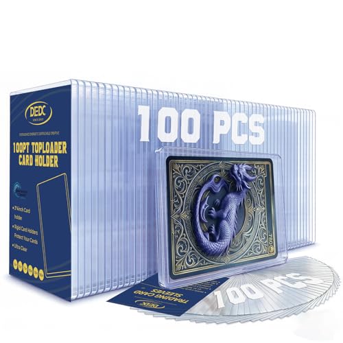 DEDC 100pt Toploaders and Penny Sleeves Bundle - 100 Rigid Hard Card Sleeves for Thick Sports Jersey Cards & Memorabilia - 3" x 4" Acid-Free Archival Safe Protective Holders for Long-Term Storage - size: 100pt