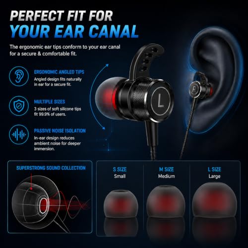 KASOTT SoundMaster Pro V1 - Gaming Earphones with Dual Audio Drivers,Battle Buds,in-Line Mic with Mute and Volume Control, Compatible with Xbox Series,Xbox One,PS5,PS4,Switch,Pc with 3.5mm Aux - color: Black