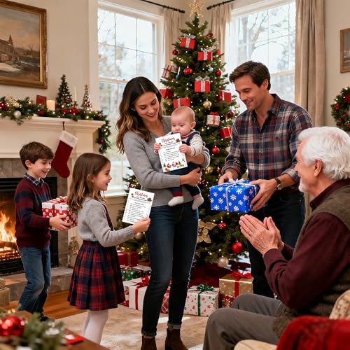 Gift Exchange Dice Game, 20 Cards +2 Dices, Swap Game, Christmas Family Games, Xmas Party Supplies for Winter Holiday, dg01
