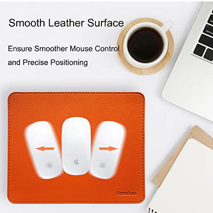 Leather Double Side Mouse Pad With Stitched Edge - Waterproof Ultra Thin for Computers, Laptop, Office & Home, 10.2 x 8.3 Inch, 1 Pack (Orange) - color: Orange