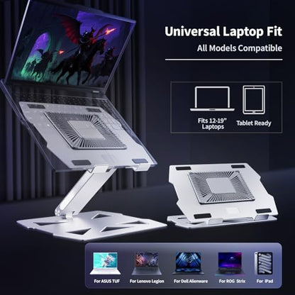 Peltier Laptop Cooler Stand - Thermoelectric Cooling Pad for 12-19" Laptops, Detachable Design with Height/Angle Adjustment, Ultra-Quiet Cooling for Gaming&Office