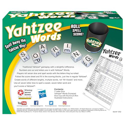 Winning Moves Yahtzee Words, Family Word Game Version of Yahtzee | with Dice Cup, 2 or More Players, Ages 8+