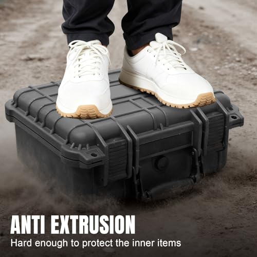 Jack Boss 13.6X11.4X6 Inch Hard Case, Portable Weather Waterproof Protective Camera Case with Customizable Foam, Foam Case Fit Use of Drones, Camera, Equipments, Black,upgraded - color: BLACK-UPDATE, size: 13.6x11.4x6 in