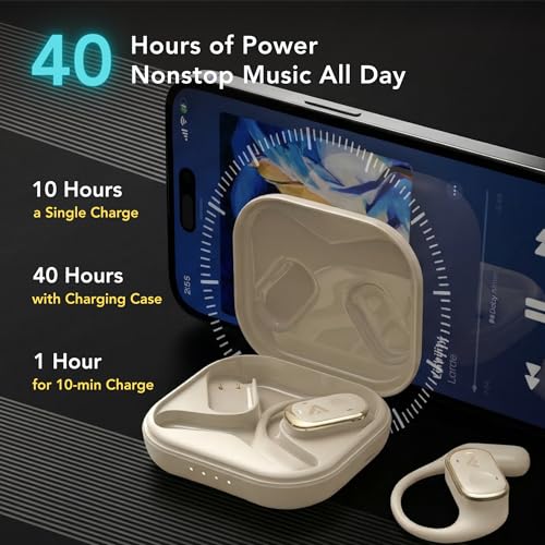 Joy Open-Ear Headphones, Wireless Bluetooth 5.4 Earbuds, Over-Ear Around-Ear Earhook, Sports Fit for Running & Workouts, ENC Clear Calls, HD Sound, App EQ, 40H Battery, IPX4 Sweatproof, Black - color: Black