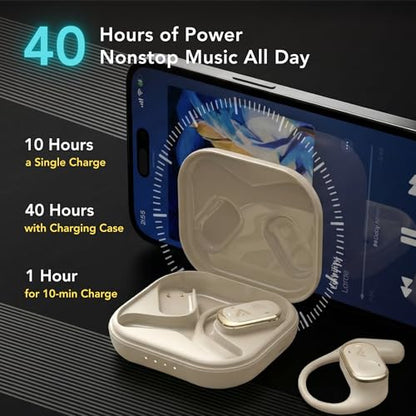 Joy Open-Ear Headphones, Wireless Bluetooth 5.4 Earbuds, Over-Ear Around-Ear Earhook, Sports Fit for Running & Workouts, ENC Clear Calls, HD Sound, App EQ, 40H Battery, IPX4 Sweatproof, Black - color: Black
