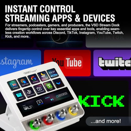 Macro Pad, Streaming Deck Stream Controller Soundboard Keypad, Programmable Keys USB Shortcut Keyboard for Gamer Streamer, Audio Mixer for OBS, YouTube, Office Desk Setup, PC, Mac - color: White