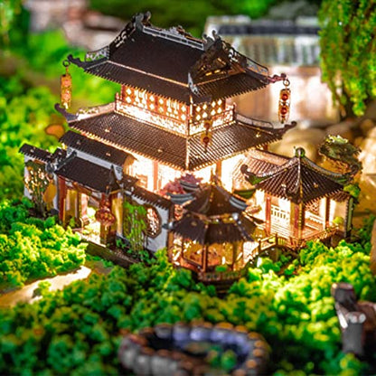 MU 3D Metal Puzzle for Adult Chinese Landscape Architecture Suzhou Style Gardens, DIY Miniature Model Kits for Beginner Building Birthday Gift, 110pcs - color: Suzhou Style