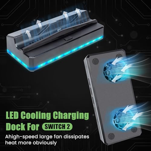Cooling Fan and Stand Replacement with Colorful LED Light for Nintendo Switch 2 Console Silent Fan Cooler Stand with 3 USB Port Nintendo Switch 2 Cooling System