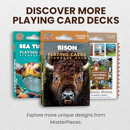 Masterpieces Bison Playing Cards Deck - Animal Themed Standard 54 Card Deck, Unique Bison Face Cards & Jokers, Retro Style, for Families & Adults - style: Bison