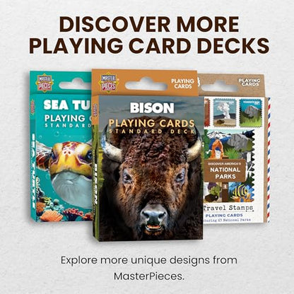 Masterpieces Bison Playing Cards Deck - Animal Themed Standard 54 Card Deck, Unique Bison Face Cards & Jokers, Retro Style, for Families & Adults - style: Bison
