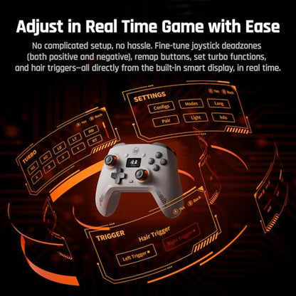 BIGBIG WON Wireless Gaming Controller with LCD Display – Hall Effect Joystick & Triggers, 1000Hz Polling Rate, PC/Switch/Android/iOS Compatible, Dual Back Buttons, Turbo, HD Rumble, Wired/Bluetooth/2.4G AETHER Wireless Gamepad - color: 1.Aether