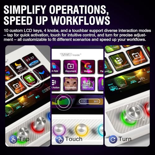Macro Pad, Streaming Deck Stream Controller Soundboard Keypad, Programmable Keys USB Shortcut Keyboard for Gamer Streamer, Audio Mixer for OBS, YouTube, Office Desk Setup, PC, Mac - color: White
