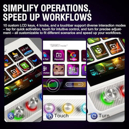 Macro Pad, Streaming Deck Stream Controller Soundboard Keypad, Programmable Keys USB Shortcut Keyboard for Gamer Streamer, Audio Mixer for OBS, YouTube, Office Desk Setup, PC, Mac - color: White