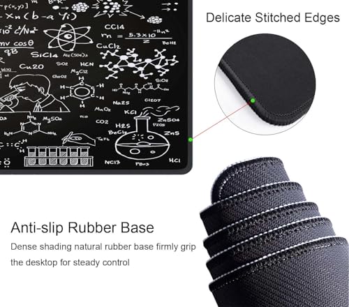 Science Formulas Gaming Mouse Pad, Extended Large Mouse Mat Desk Pad, Big Computer Keyboard Desk Pad, Stitched Edges Mousepad, 3mm Thick Long Non-Slip Rubber Base Mice Pad, 31.5 X 11.8 Inch - color: Science Formulas
